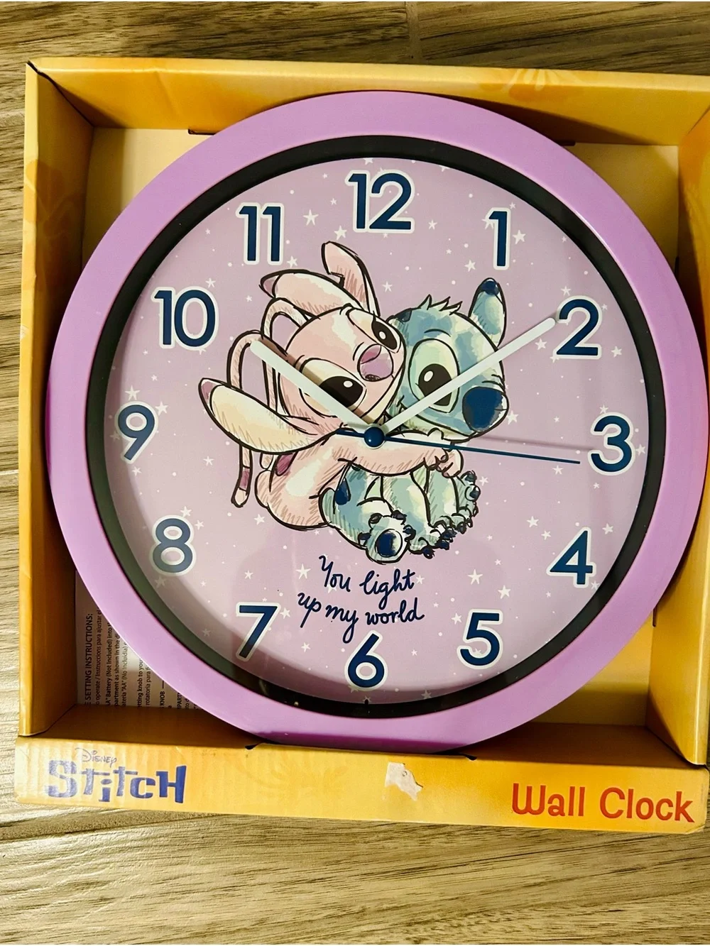 Pink Stitch Clock – You Light Up My World